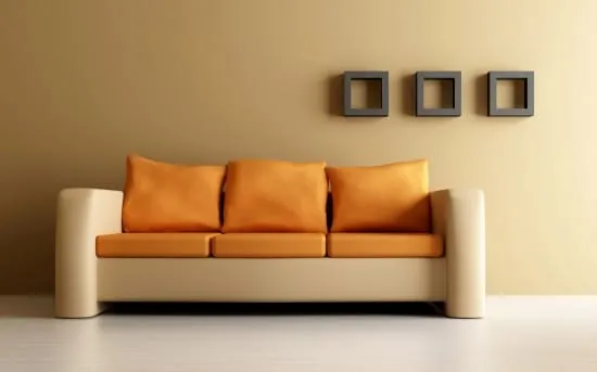 orange färg soffa couch inredning