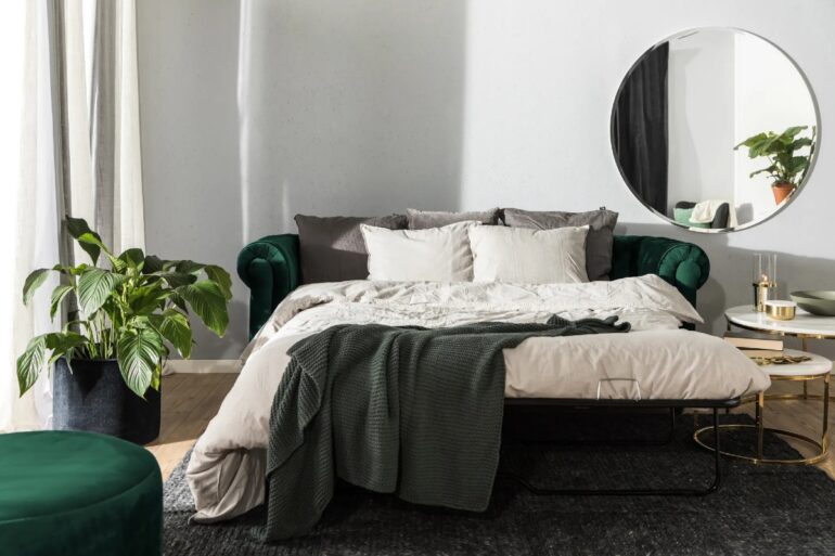 Chesterfield Lyx 3 sits Framåtbäddad bäddsoffa i sammet