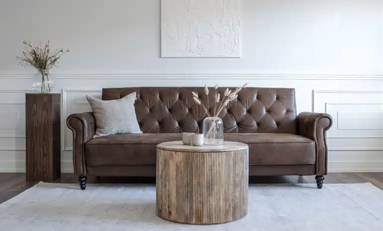 Ladersoffa brun