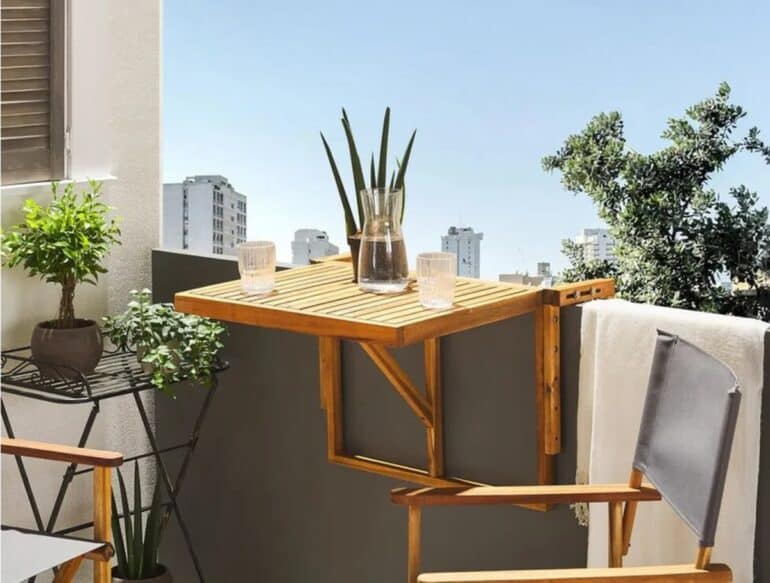 hängbord balkong trä