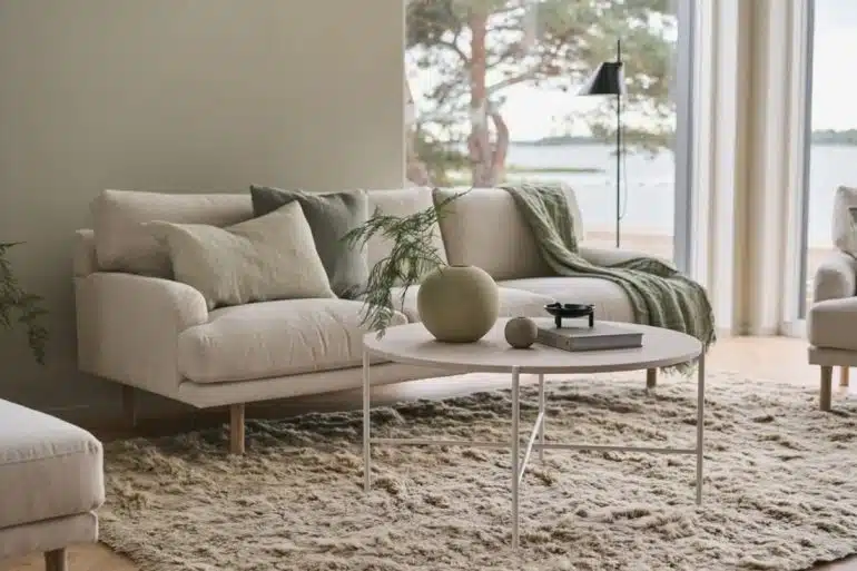 beige soffa liten