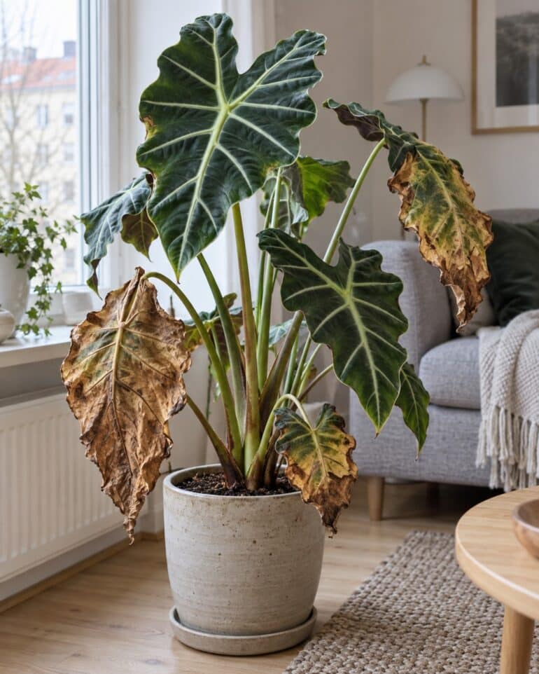 Bruna blad elefantöra
