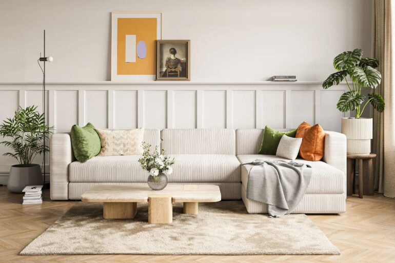 Hagblom 4-sits Divansoffa med Förvaring Vändbar Beige