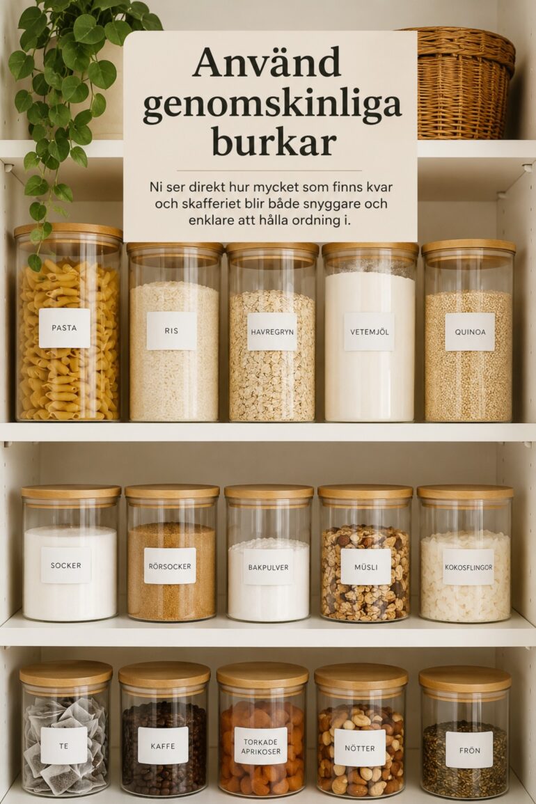 genomskinliga burkar skafferi