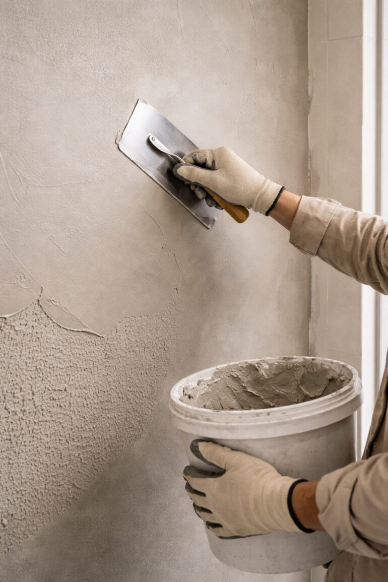 Lägga microcement badrum