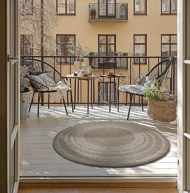 Rund matta Indoor Outdoor Angus (beige)