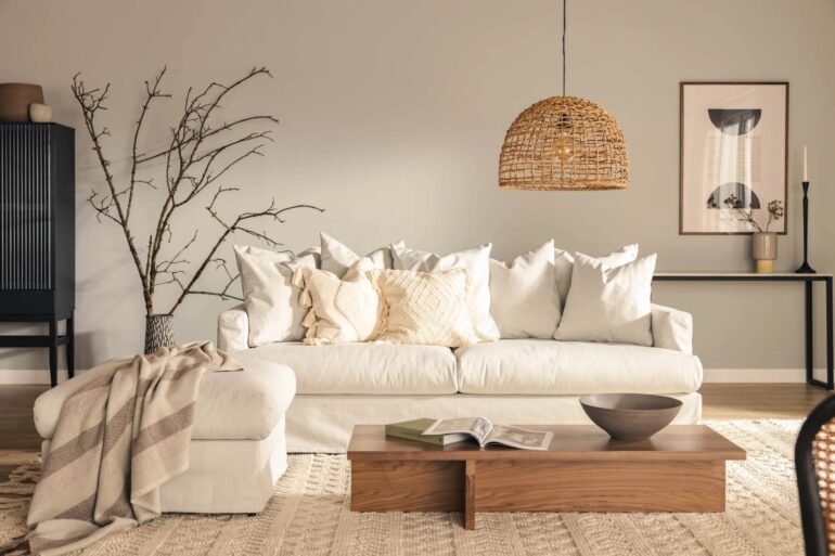 Soffa avtagbar kladsel beige