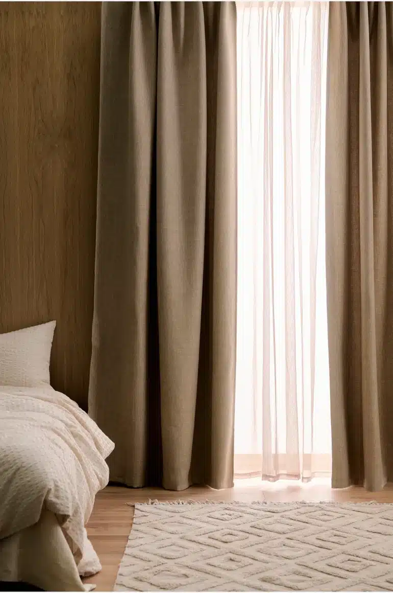 Mörkläggande gardiner beige