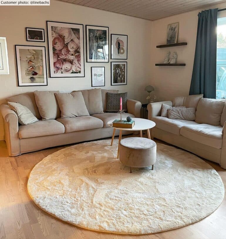 Rund matta beige