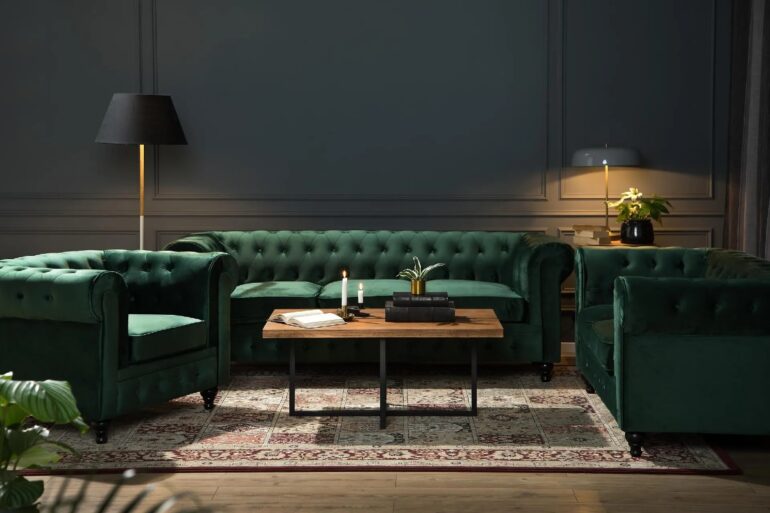 Chesterfield Lyx fåtölj grön