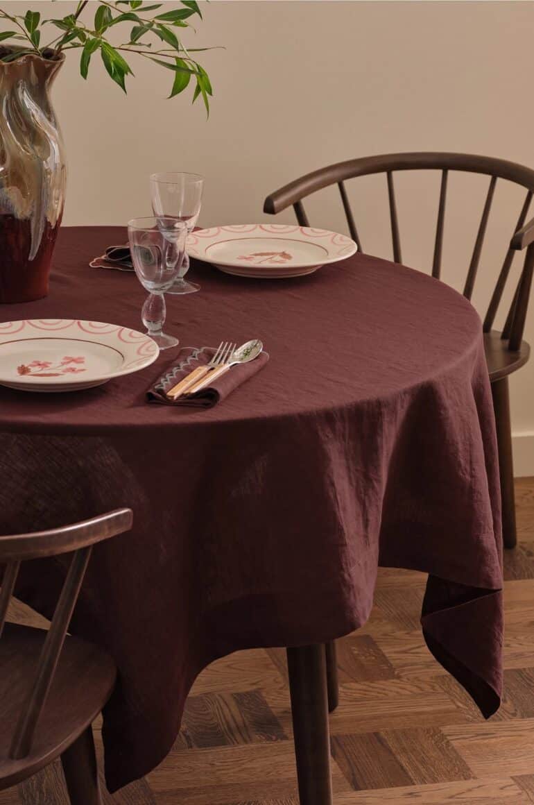 Duk Malva i 100 lin 140x140 cm