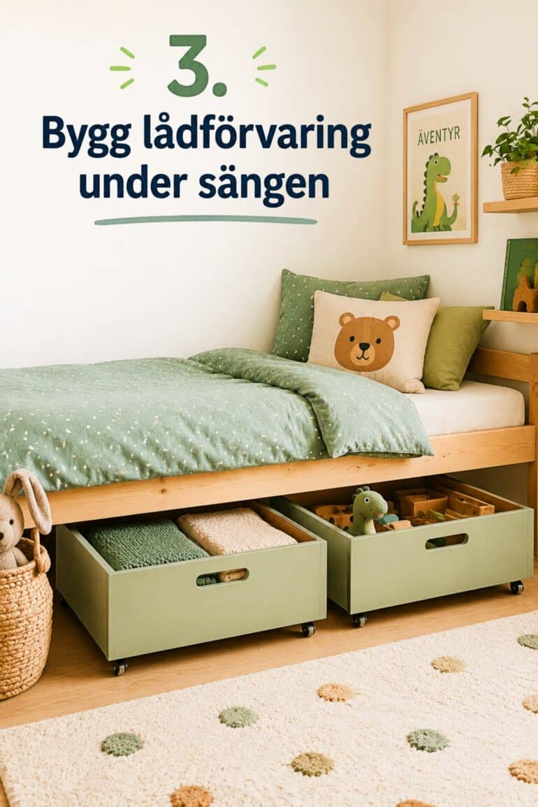 bygga lådförvaring under sängen barnrum