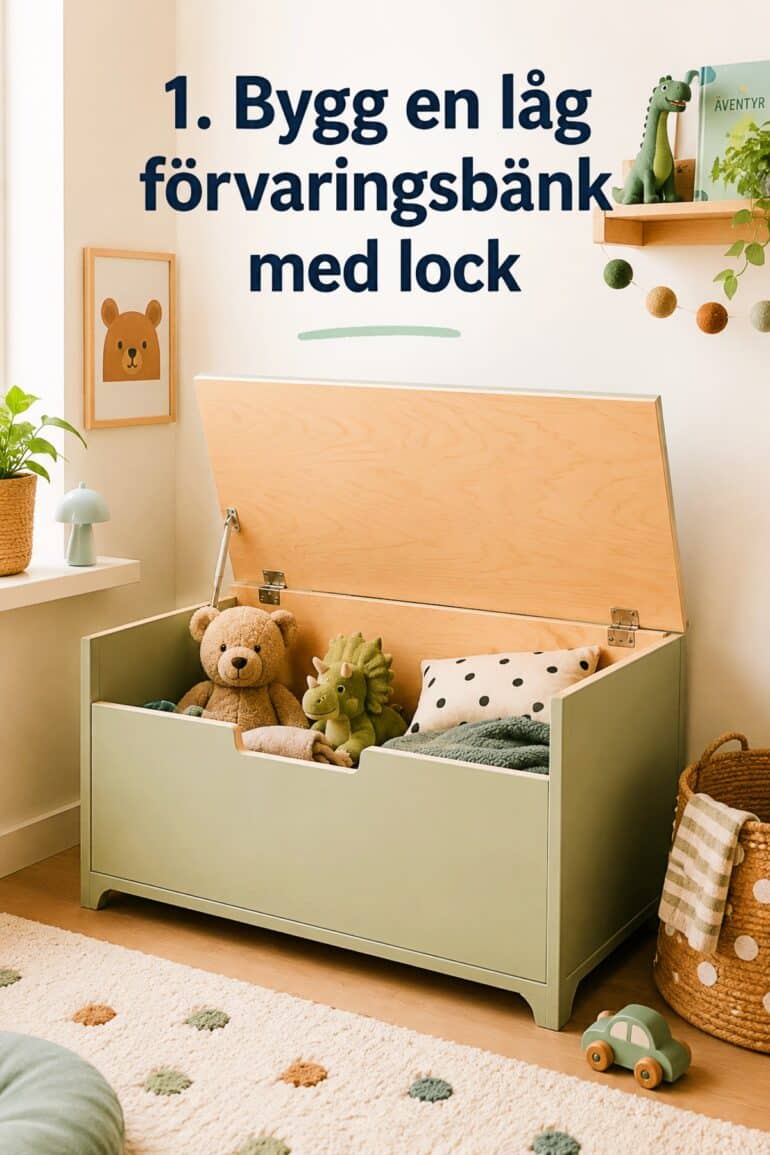 bygga förvaringsbänk till barnrum