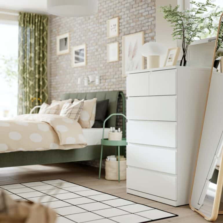 STORKLINTA Byrå med 6 lådor vit