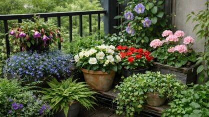 Balkong norrläge blommor