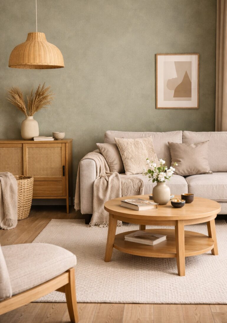 Ljus ek med väggfärg