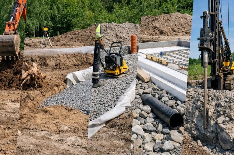 markarbete inför platta