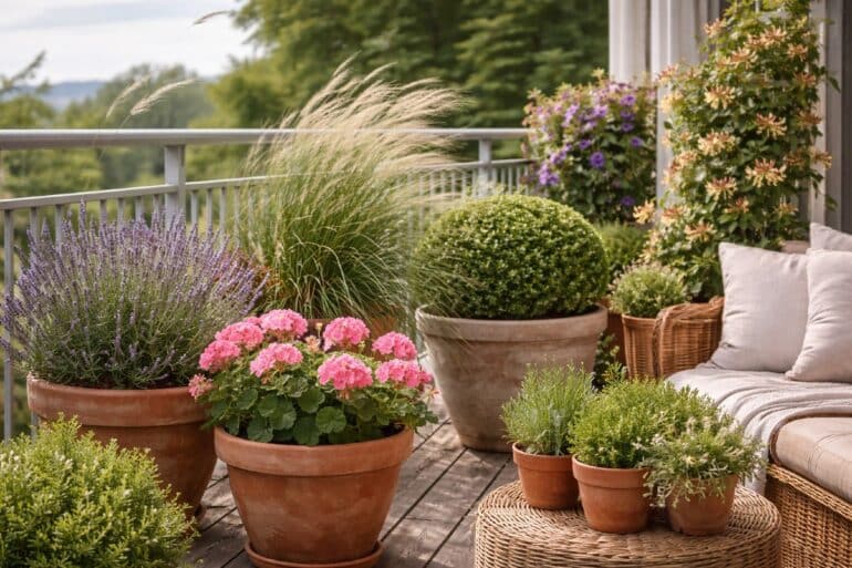 Växter blåsig balkong