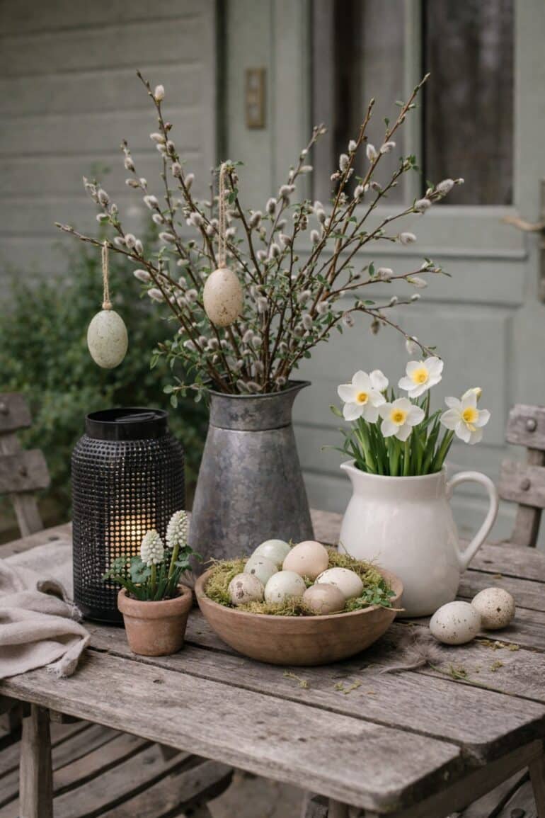 påskåpynt på bordet