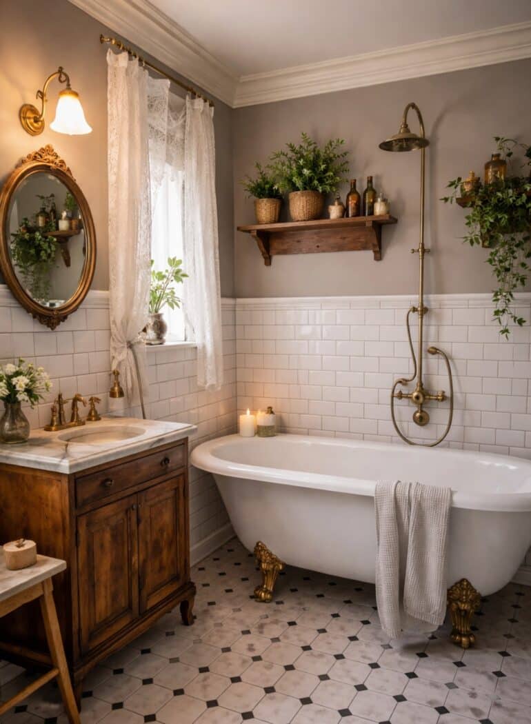 Gammalt badrum badkar