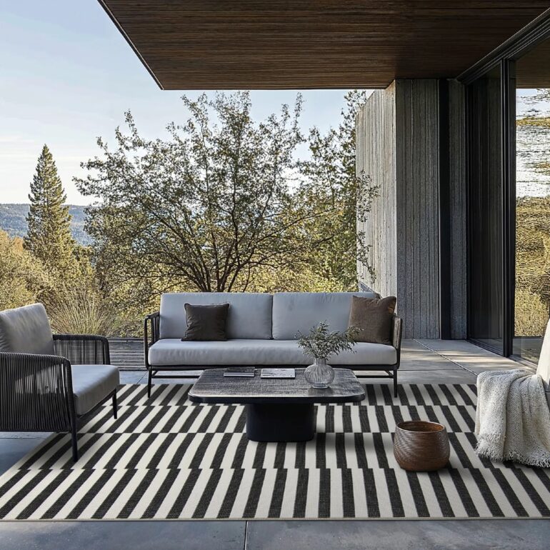 utomhusmatta - Otto svartvit