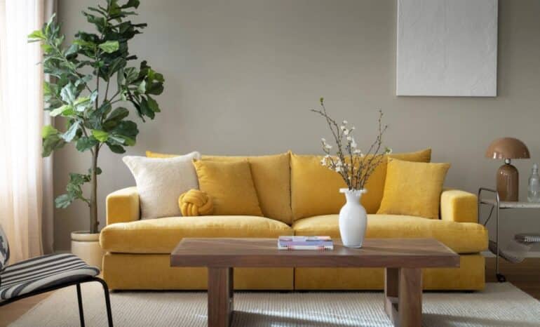 BOLNUEVO 3-sitssoffa Hel Dyna Senapsgul