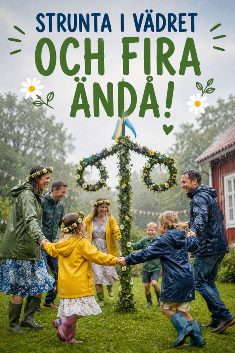 fira midsommar när det regnar