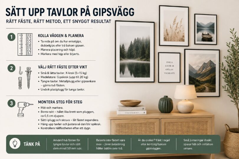 Sätta upp tavlor på gipsvägg