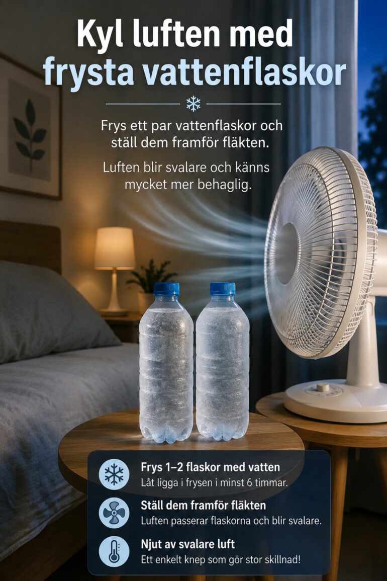 sovrum Kyl luften med frysta vattenflaskor