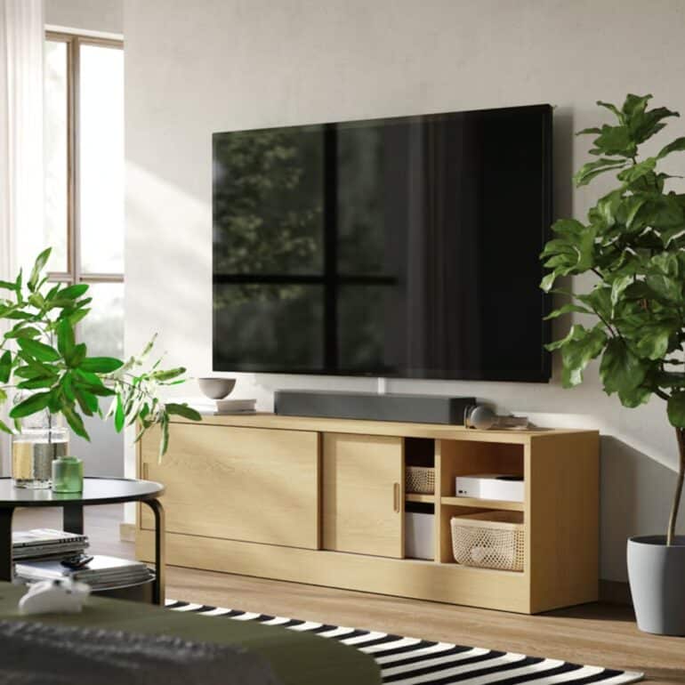 TONSTAD Tv-bänk, ekfaner,