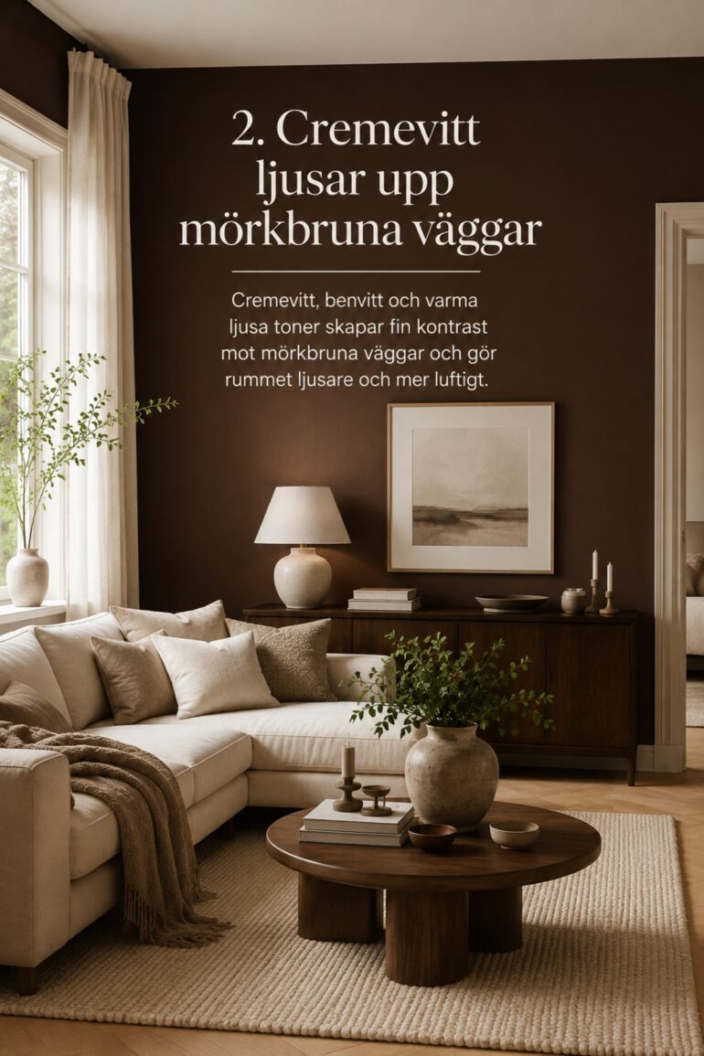 bruna väggar med cremevit